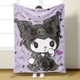 thumbnail image 2 of Cute Cinnamon Dog Kuromi My Melody Kitty Flannel Blanket, 2 of 6