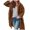 Coffee, variant on Button Up Warm Wool Blend Overcoat for Women, Hooded Long Sleeve, Everyday Casual Winter Outerwear, 1 Piece, S-3XL, Plus Size Friendly
