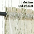 thumbnail image 3 of Curtainking Boho Kitchen Curtains36 inch Green on Beige Farmhouse Rustic curtains Geometric Striped Light Filtering Window Curtain Linen Tier Curtains 2 Panels, 3 of 6