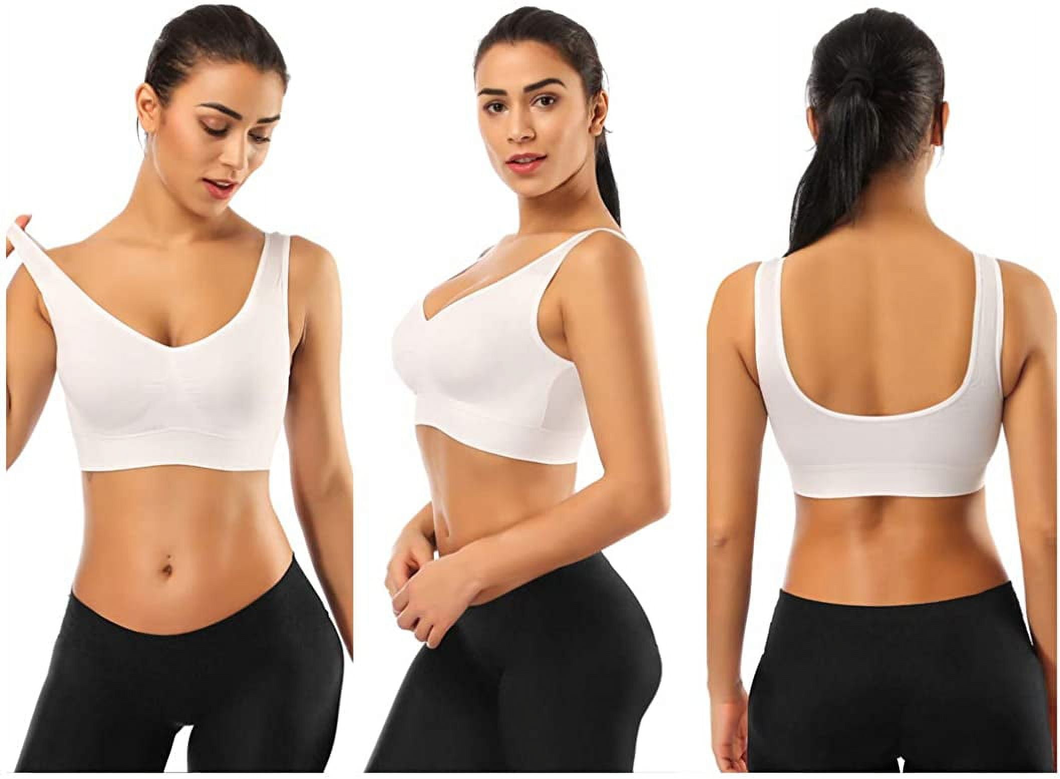 3 Pack Padded Sports Bras for Women,Ladies Seamless Yoga Bra,Comfortable Wireless Sleep Bra with Removable Pads