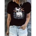 thumbnail image 1 of Creative Cartoon Puppy Pattern Print Women's Fashion Trendy Round Neck Short Sleeve, Simple Casual Sports T-shirt, Comfortable Holiday Summer Top Women's Clothing, 1 of 6