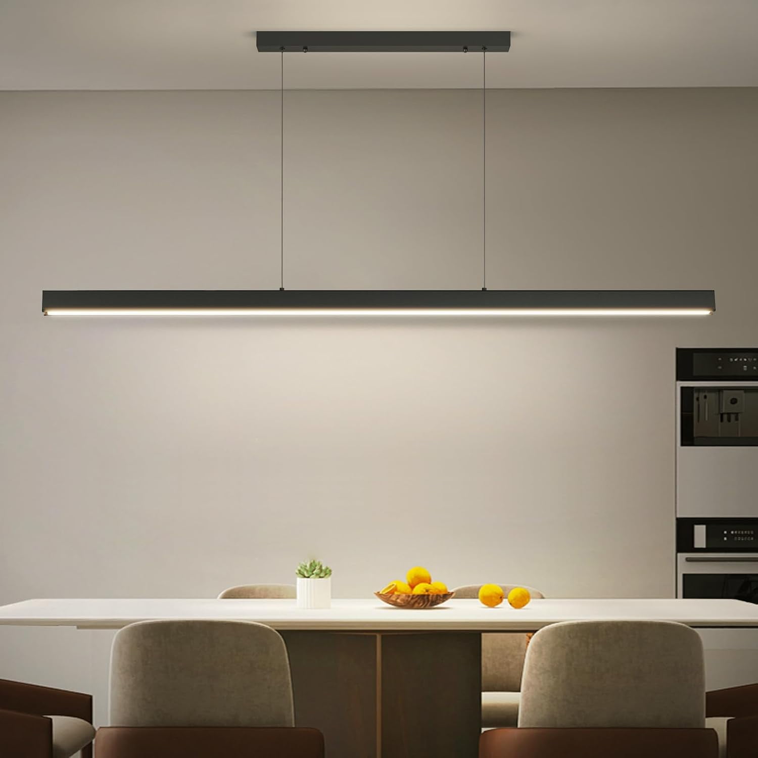 39inch Black Chandelier Modern LED Linear Ceiling Pendant Light Fixtures Hanging Color Temperature and Height Adjustable Pool Table Light for Dining Room Kitchen Island