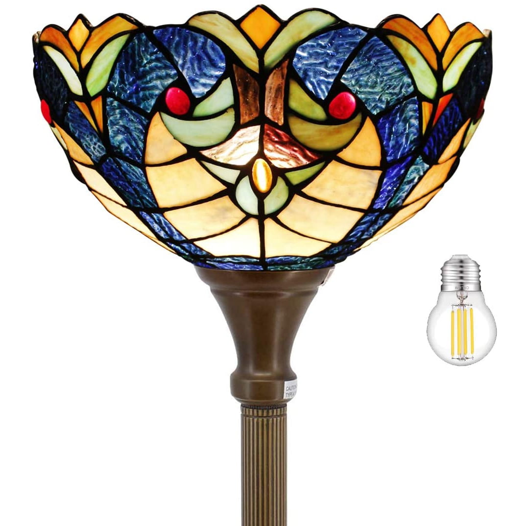 Tiffany Floor Torchiere Lamp 66" Tall LED Uplight Industrial Bronze
