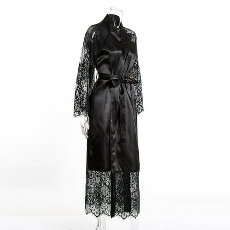 Upioiwer Corset Lingerie For Women Night Wear Women Women Sexy Silk Lace Satin Kimono Robe Bathrobe Lingerie Sleepwear Belt Pajamas Crotchless Panties For Women Plus Size Gothic Lingerie Home Wear
