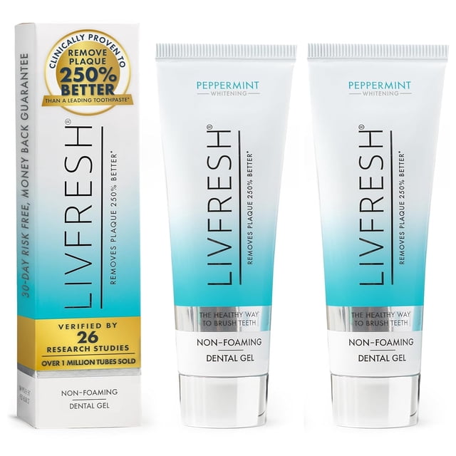 Pasta de dientes en gel LIVFRESH elimina la placa un 250% mejor, paquete de 2
