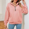 thumbnail image 2 of Vedolay Sweatshirt for Women 2023 Half Zip Pullover Sweatshirts Quarter Zip Oversized Hoodies Pink,XL, 2 of 5