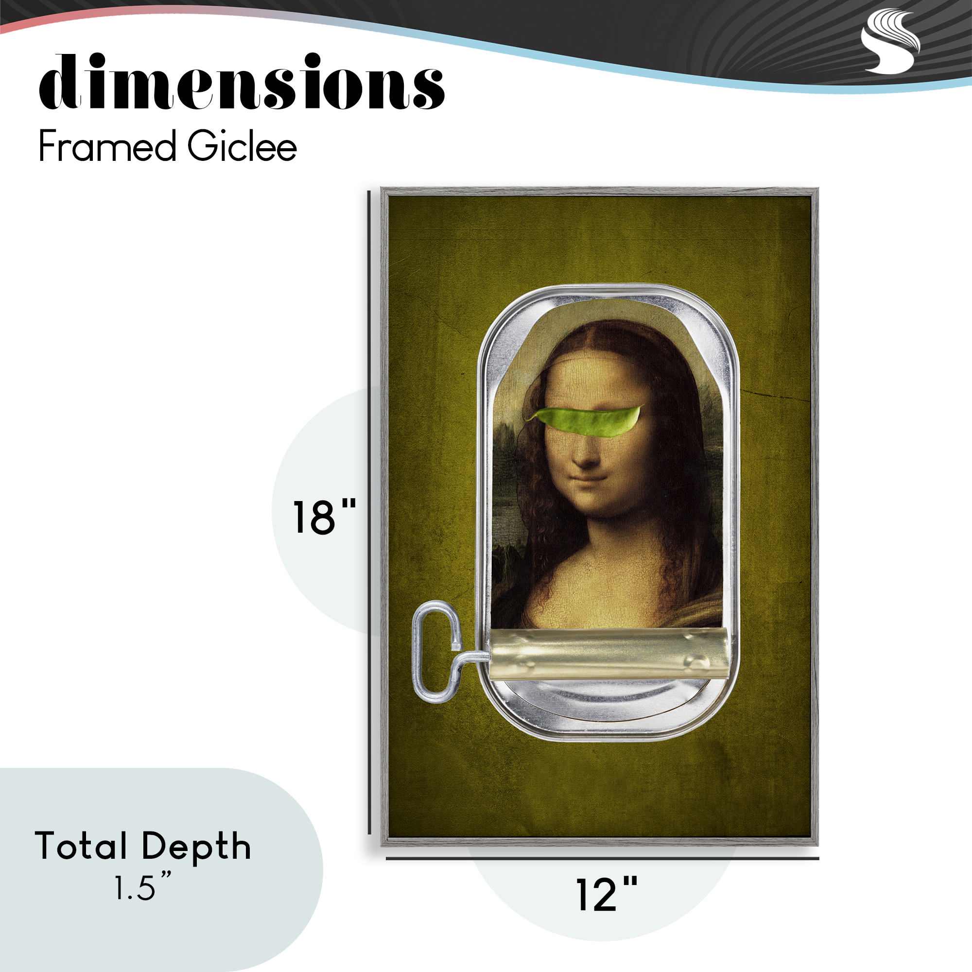 Canned Mona Lisa Gray Framed Giclee Art, design by Elo Marc