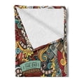 thumbnail image 2 of Hipster Soft Flannel Fleece Throw Blanket, Cinema Items Combined in an Abstract Style Popcorn Movie Reel the End Theatre, Cozy Plush for Indoor and Outdoor Use, 50" x 60", Multicolor, by Ambesonne, 2 of 5