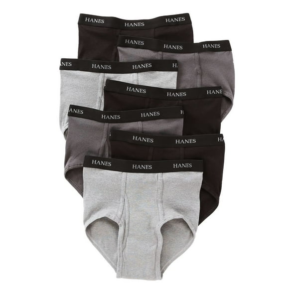 Hanes Brief 7 Pack No Ride Up Ultimate Men TAGLESS Waist Comfort Flex Black/Grey