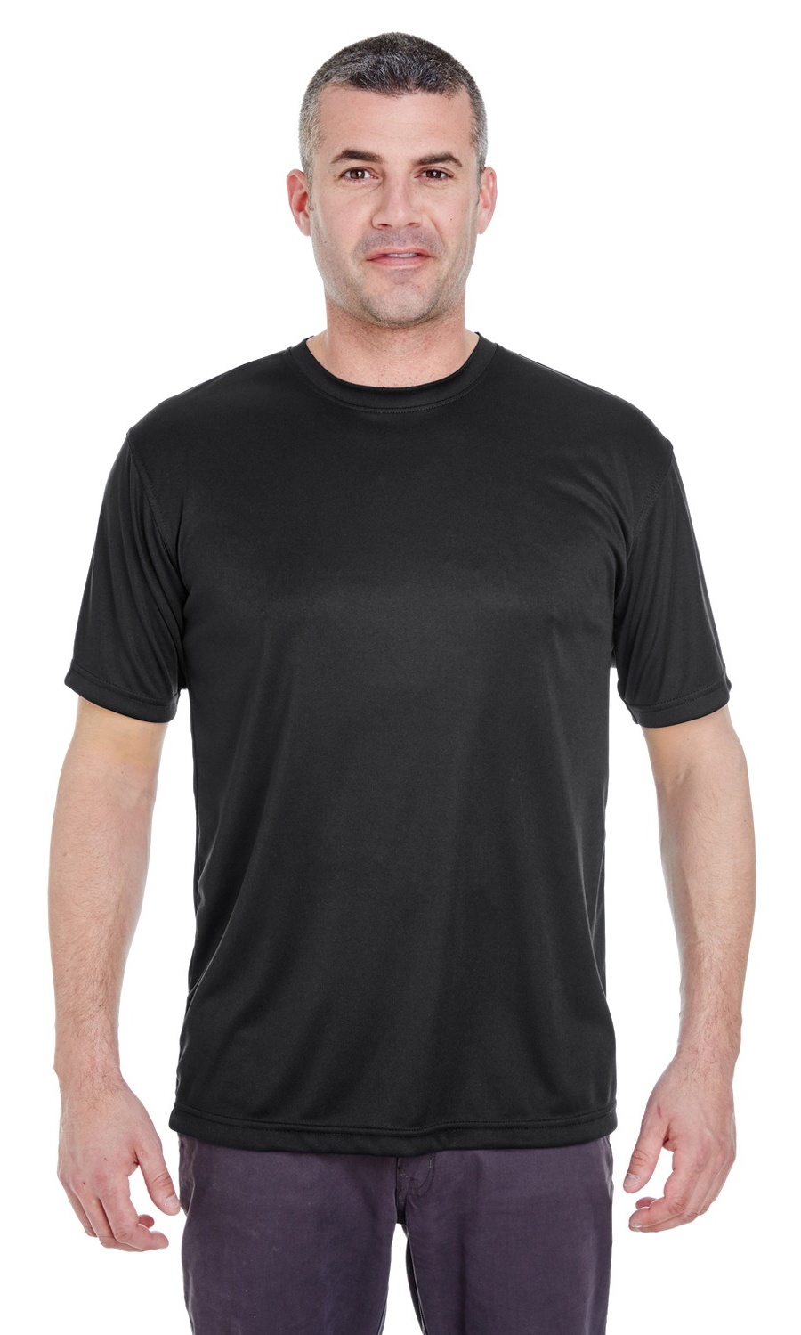 UltraClub Big Men's Cool-n-Dry Performance T-Shirt - Moisture Wicking Polyester | Relaxed Fit | Black Big 5X