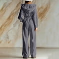 thumbnail image 5 of Edvintorg Casual Jumpsuits for Women Plus Size Fashion Fleece Long Sleeve Hooded Zip up Jumpsuit with Wide Leg Pant One Piece Women's Clothing S-3XL Gray, 5 of 7