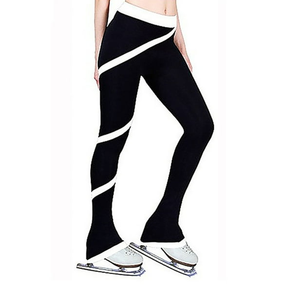 Naiovety Pantalones de patinaje sobre hielo de lana, mallas personalizadas, pantalones de patinaje, mallas de entrenamiento de equipo Uniforme atlético Blanco/XS