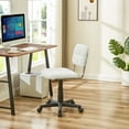 thumbnail image 6 of VECELO Fabric Office Chair, Upholstered Linen Ergonomic Desk Chair with Backrest, Modern Bedroom Vanity Chair, Swivel Adjustable Task Chair, White, 6 of 7