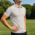 thumbnail image 6 of Luvrsol Men T Shirts Solid Basic Short Sleeve Lapel Collar Cotton Casual Daily Tops S-3XL, 6 of 8