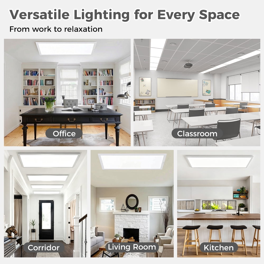 6PACK Indoor 1x4 LED Flat Panel Light Surface Mount LED Ceiling Light Kitchen Lights Ceiling Flush Mount for Garage/Basement/Laundry Lighting