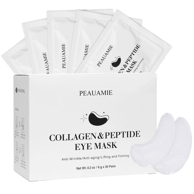 Parches para ojos PEAUAMIE, colágeno y péptido para ojeras, 30 pares