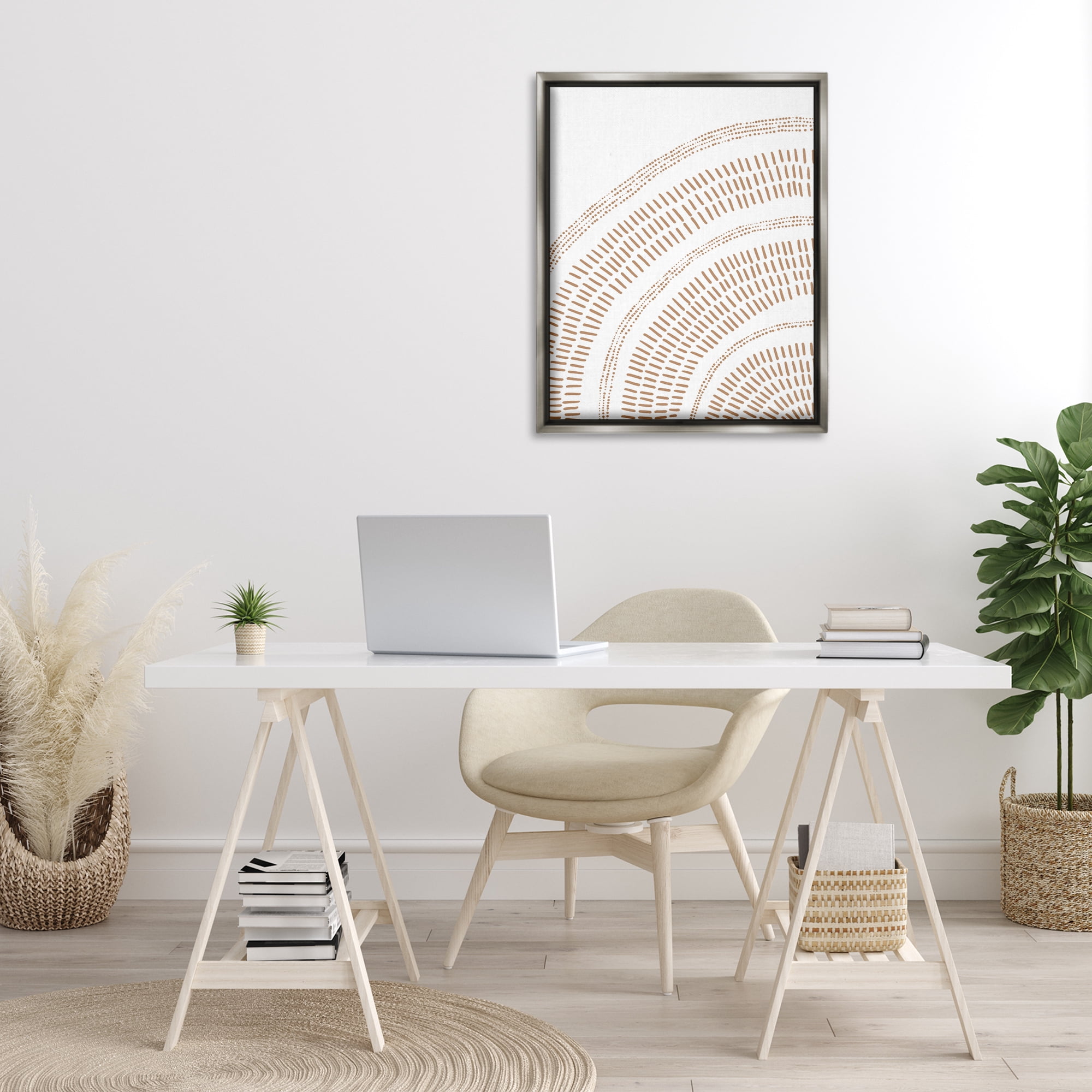 Stupell Industries Boho Arch Pattern Abstract Painting Gray Floater Framed Canvas Art Print Wall Art, 25 x 31