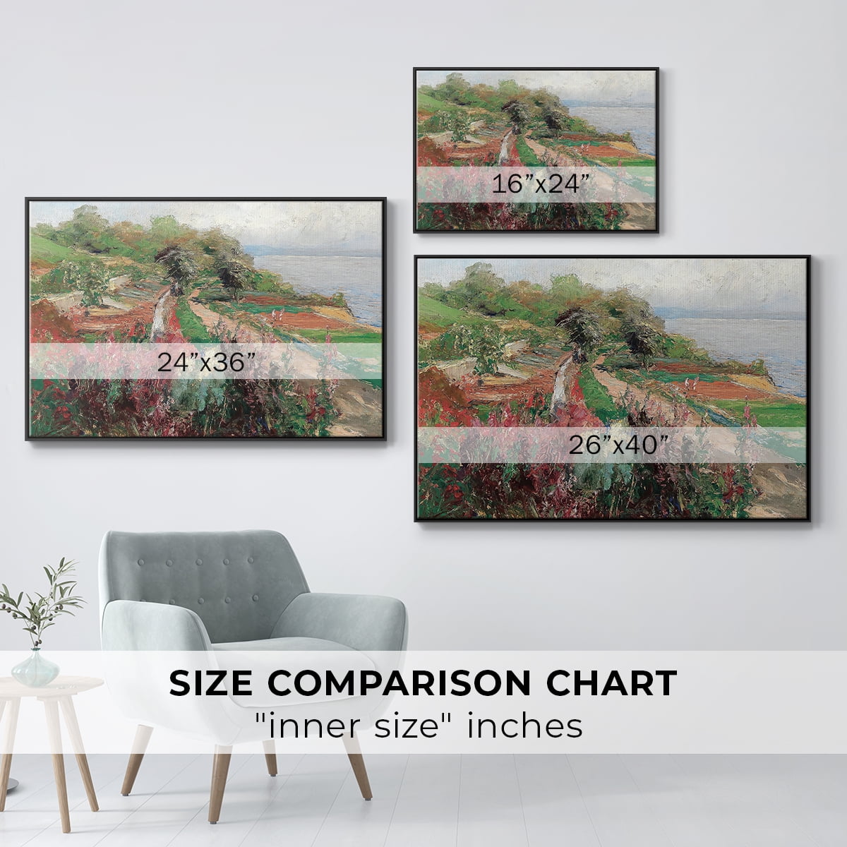 Vintage Landscape-CCXXXIX By Wexford Home Framed in Black Wood Gallery Wrapped Canvas 27 in. x 41 in.