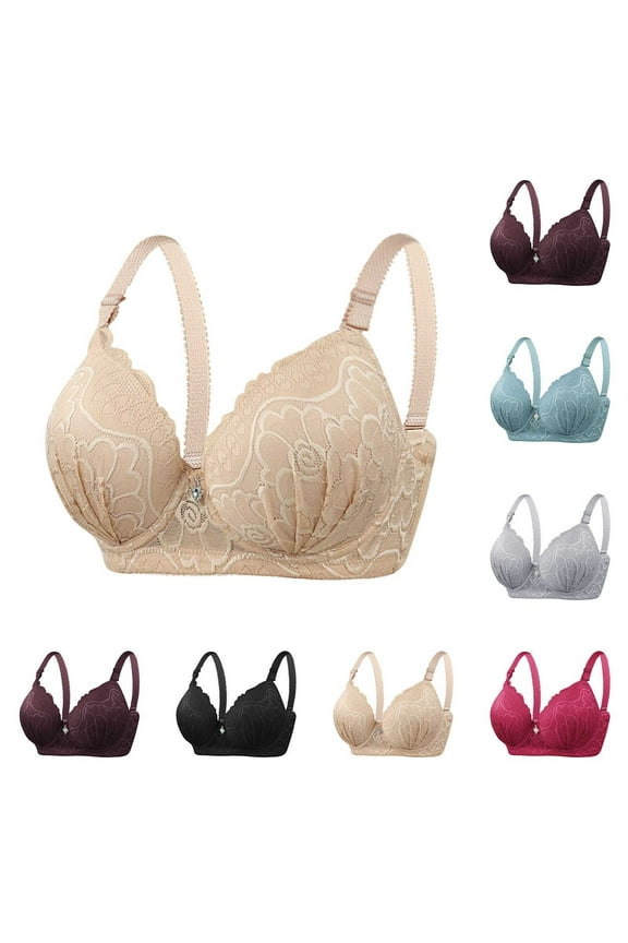 Plus Size Bra, D Cup Solid Color Underwire Lift Thin Lightweight Supportive Daily Bras