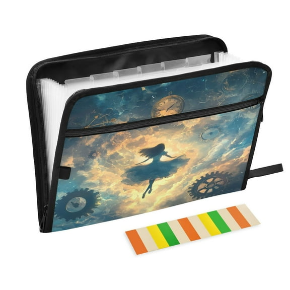 WOBOGO World Of Clocks Expanding File Folder Letter Size Accordion Filing Organizer 13 Pocket Separate Organ Pocket