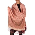 thumbnail image 4 of Peach Couture Womens Large Vintage Pashmina Paisley Jacquard Scarf Shawl Wrap, 4 of 10
