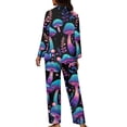 thumbnail image 2 of Suhoaziia Pajamas for Women Super-Soft Short & Long Sleeve Top With Pants Size 3XL Relaxed Print Graphic Psychedelic Trippy Mushroom Button-Down Stretchy Nightwear Full-length Loungewear, 2 of 6
