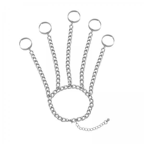 4x Cadena De Muñeca De Moda Aleación Anillos Pulsera Joyería Regalo Cadena De Mano Plata 4 piezas