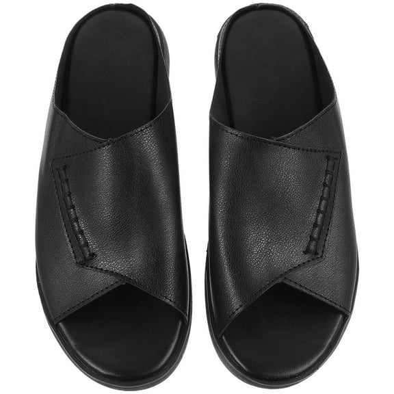 COSMOBETTY 1 Pair Platform Sandals for Women Black Pu Rubber Arch Support Stable Balance Casual Summer