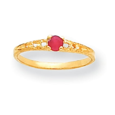 - 14k Yellow Gold 3mm Ruby Birthstone Baby Ring