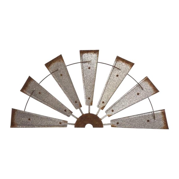 Molino de viento de metal para decoración de pared, adorno colgante, decoración creativa de moda para el hogar. Medio círculo