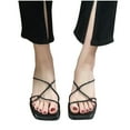 thumbnail image 4 of FNFYFH Strappy Heels For Women Dressy Low Heel Heeled Sandals Square Open Toe Slip On Slides Mules, 4 of 5