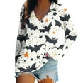 thumbnail image 2 of Fznquz Casual Blouses for Women Dressy Black Halloween Long Sleeve Shirt Plus Size Trendy V Neck Shirts for Women, 2 of 5
