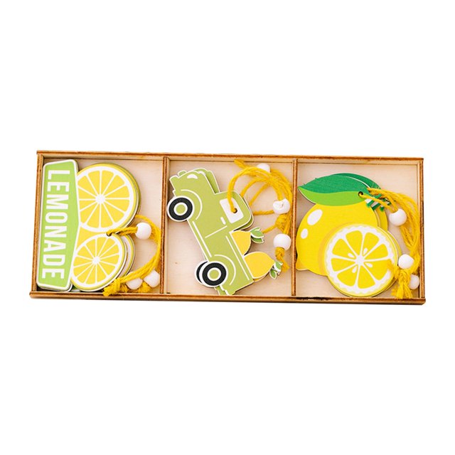 Fall Decorations For Home Summer Decorative Supplies Lemon 3 Grid Box Installed Wood Pendant Dwarf Dwarf Car Summer Wood Pendant