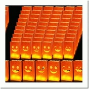 GlowFest - 60 Flame Resistant Luminary Bags: Decorative Lanterns for Party & Festival Decoration. Tea Light Candle Bags in 6 Patterns, Vibrant Orange.