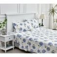 thumbnail image 3 of Melange Home Printed Floral Design Cotton Collection Sheet Set and Pillowcases Hydrangea Blue - Twin, 3 of 5