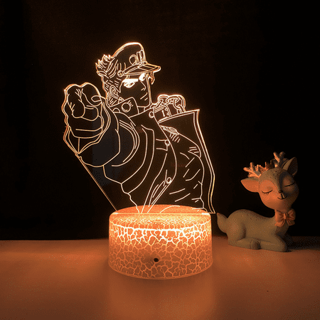 

JUSTUP 3D Illusion Lamp Anime JoJo s Bizarre Adventure Night Light with Remote Control for Bedroom Decorative Boys Girls Birthday Christmas -- Pattern D（Crack Seat）