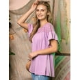 thumbnail image 2 of Doublju Women's Ruffle Short Sleeve Laced Eyelet Yoke Casual Top, 2 of 3