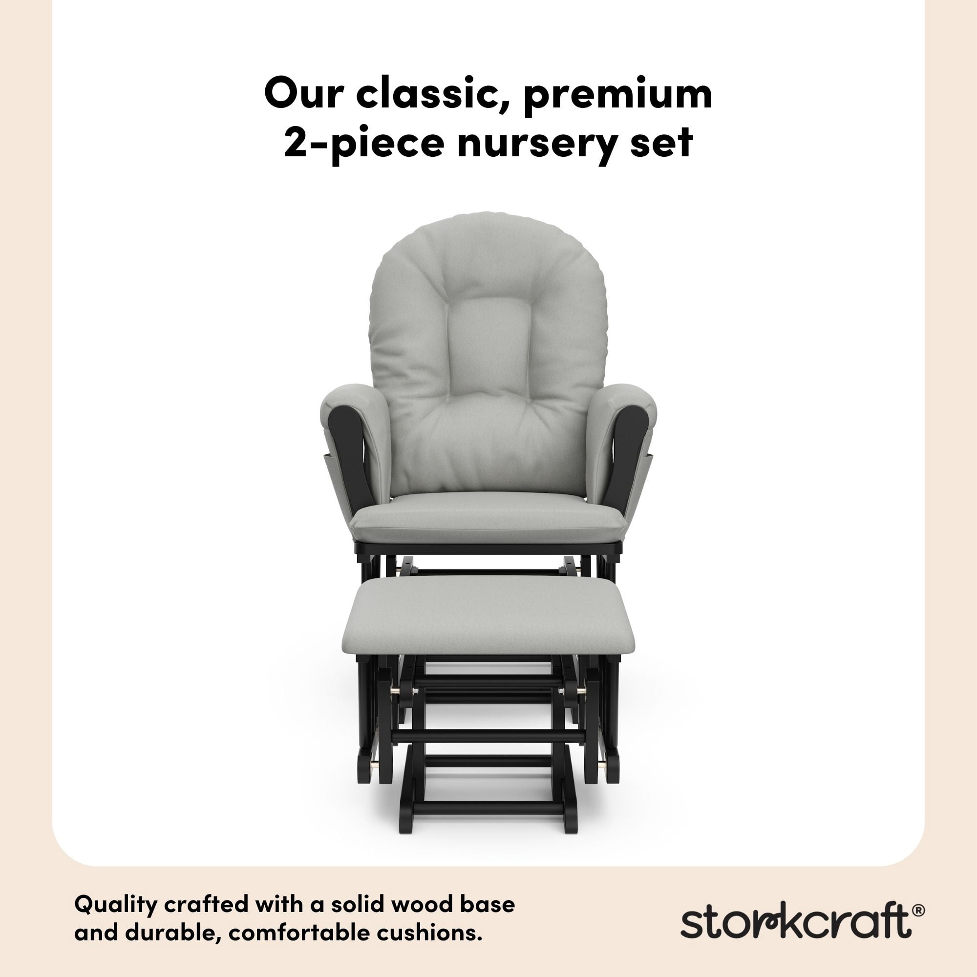 Storkcraft Hoop Infant Nursery Glider and Ottoman, Black with Light Gray
