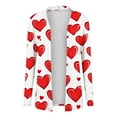 thumbnail image 3 of Women's Valentine's Coat Long Sleeve Heart Print Tunic Lounge Cardigan Top White-1 5XL, 3 of 4