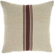 Mina Victory Life Styles Linen Stripe 20" x 20" Maroon Natural Throw Pillow