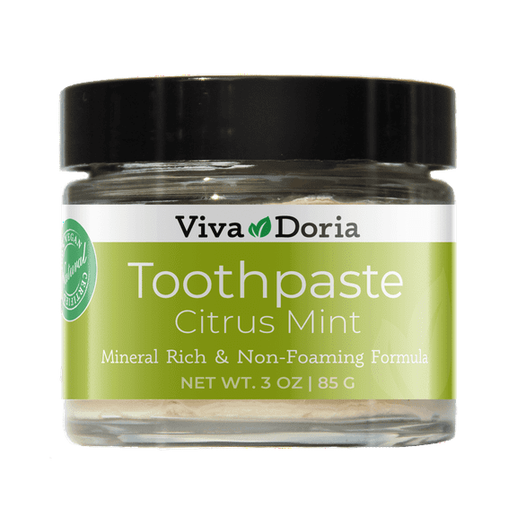 Viva Doria Fluoride Free Natural Toothpaste - Citrus Mint (3 oz Glass jar)