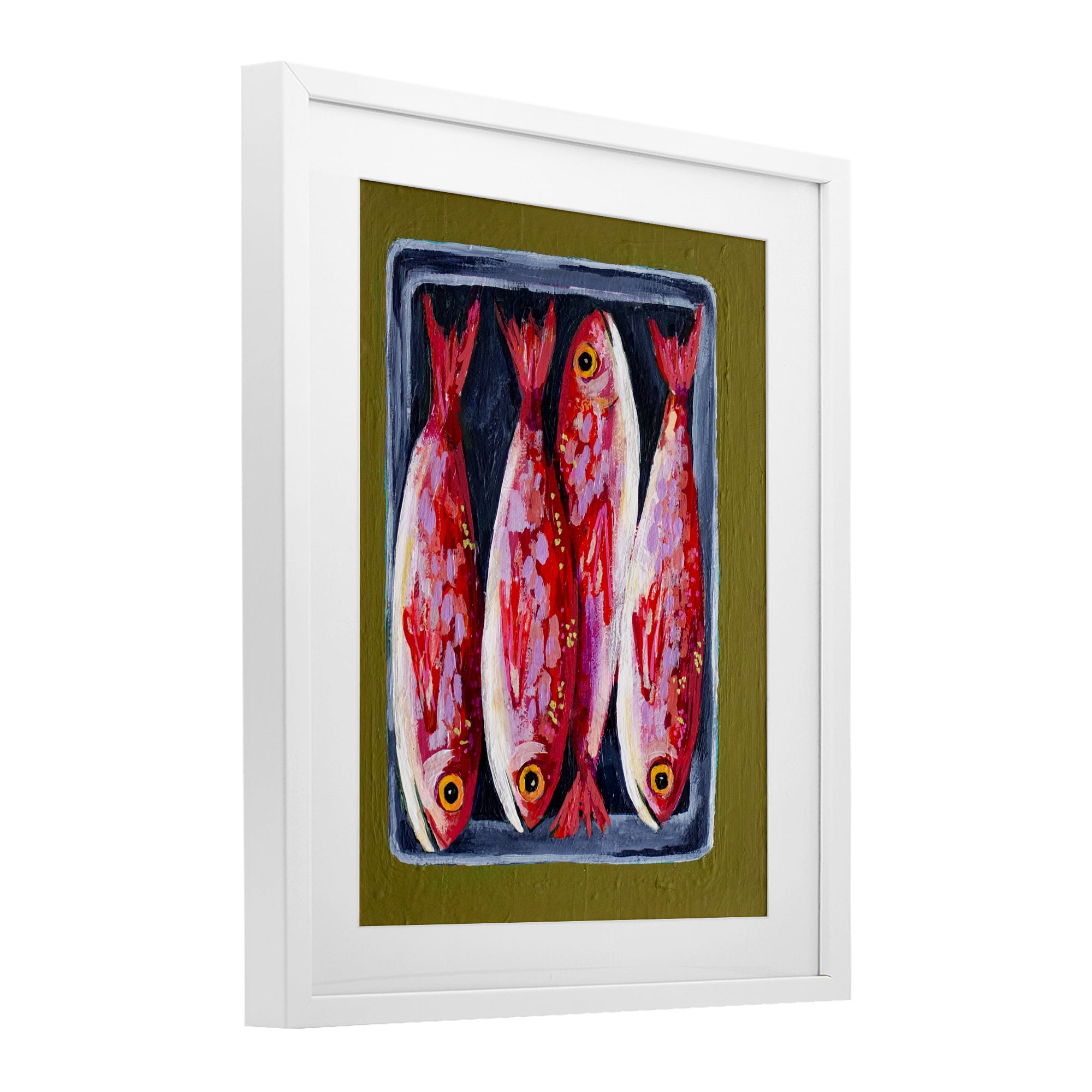 Stupell Industries Red Fish on a Platter White Framed Print Under Glass, design by Rachel Nerney
