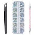 thumbnail image 2 of Kit de diamantes de imitación para decoración de uñas, manualidades multifuncionales para bricolaje, decoraciones con diamantes de imitación con pinza para recoger, para salón de uñas en casa, 2 of 15