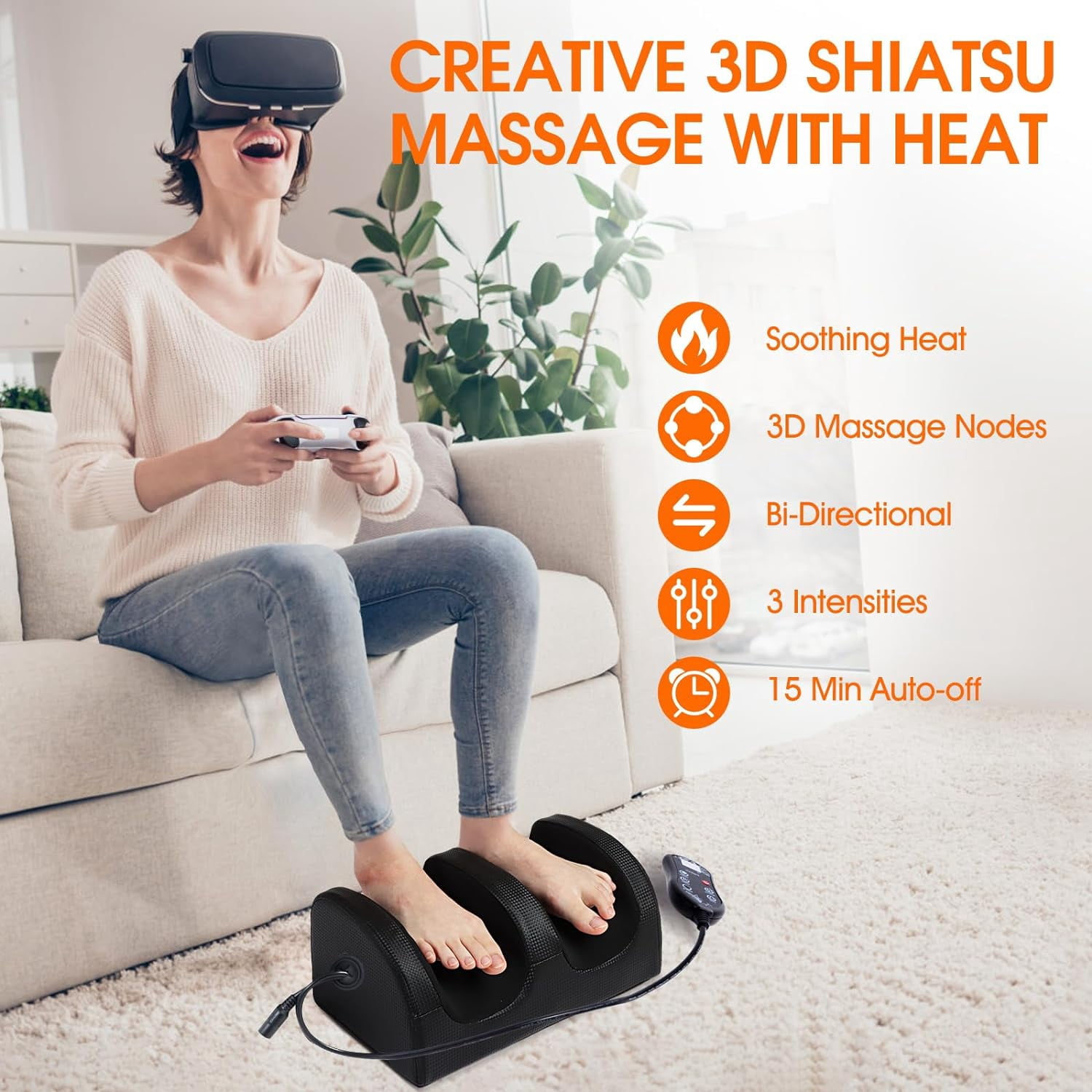 Electric Shiatsu Foot Massage Machine with Heat&Remote, Multi-Modes Foot and Calf Massager, Kneading Deep Tissue Massage, Deep Feet Massager for Promotes Blood Circulation, Best Gifts for Fmaily