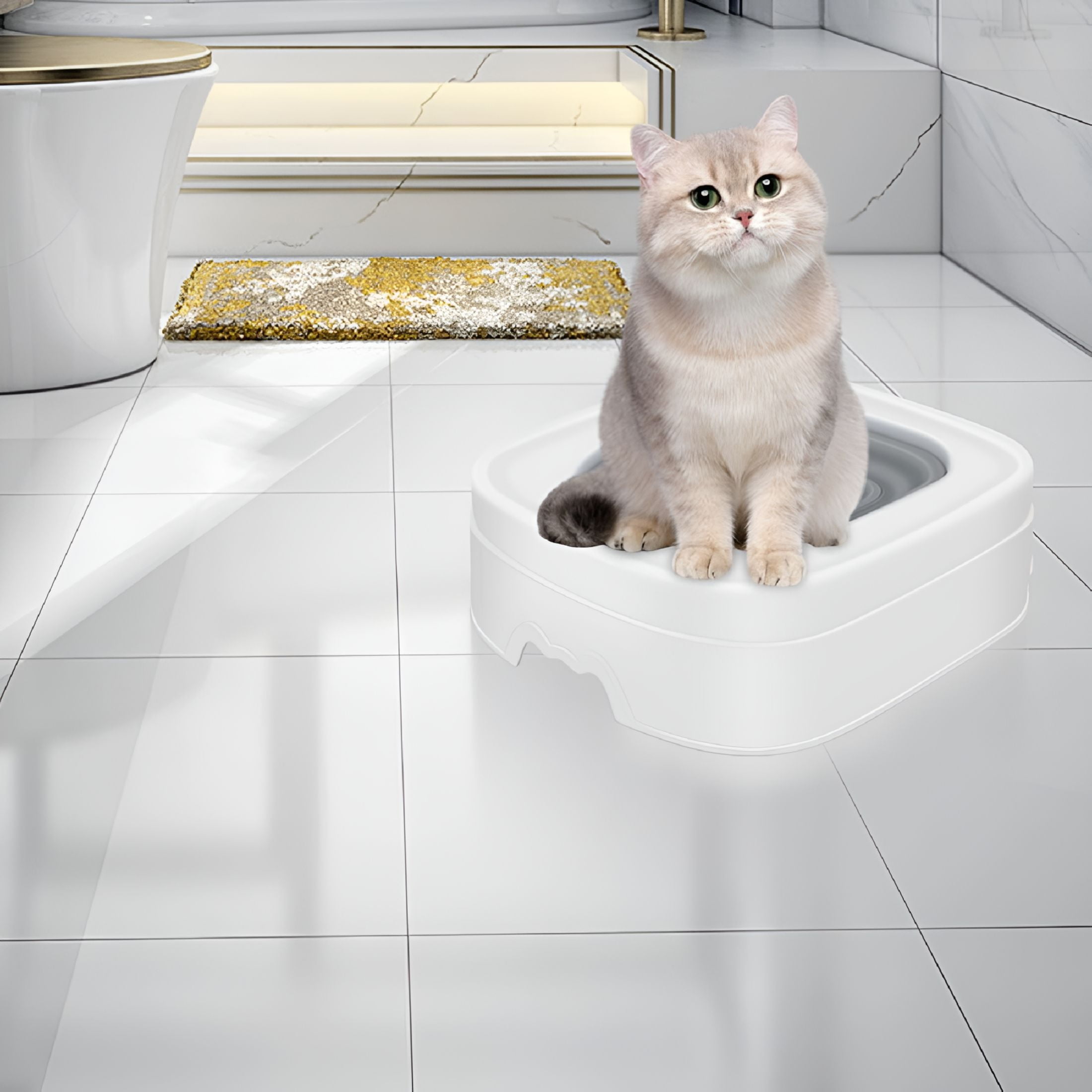 ACDANC Cat Toilet Training Kit, Universal Reusable Cat Toilet Trainer, Cat Toilet Training System, Train Your Cat to Use The Toilet, Cat Toilet Training Seat Tool for Pet Cleaning