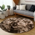thumbnail image 3 of ZENELESS Small Fluffy Soft Round Rugs for Teen's Room,3x3ft Non-Slip Tie-dye Brown Circular Carpet for Nursery Room,Reading Nook,Home Decor,Girls Boys Room, 3 of 8