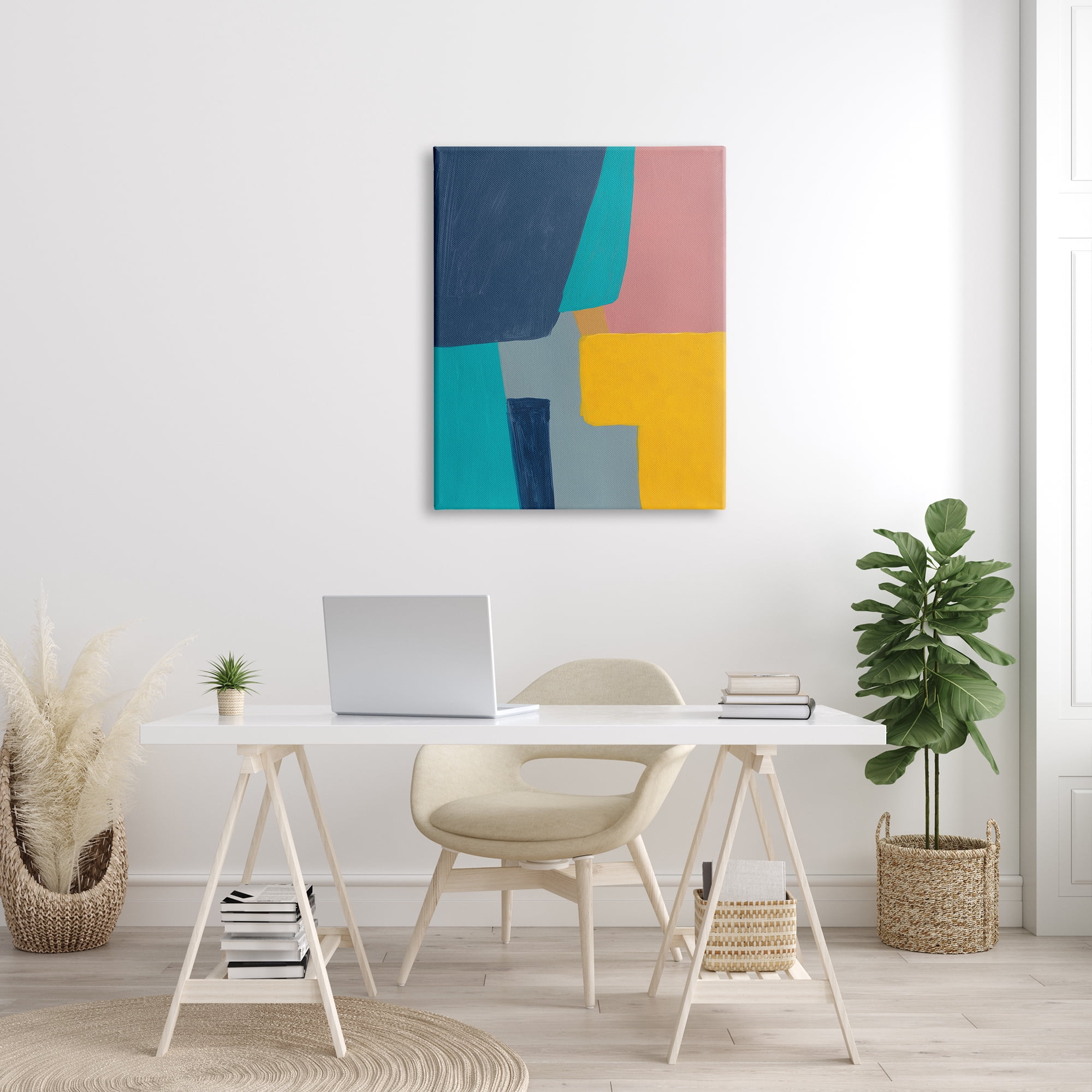 Stupell Industries Geometric Pop Abstract Shapes Pink Blue Yellow, 30 x 40, Designed by Bronwyn Baker