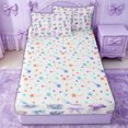thumbnail image 4 of Erosebridal Seashell Jellyfish Bow Zipper Queen Comforter Set with Fitted Sheet and 2 Pillowcases for Girls Boys, Dreamy Coastal Sealife Zipper Bedding Set, Stars Reversible, 4 Pieces, 4 of 7