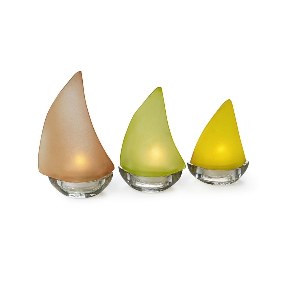 Design Ideas Regatta Sail Boat Glass Tealight Holders, Set of 3
