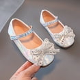 thumbnail image 2 of GiLiling Girls Mary Jane Dress Shoes, Sequin Upper with Rhinestone Bow, Hook-and-Loop Princess Flats for Party Dance Everyday Wear (White, 2.5 Years), 2 of 6